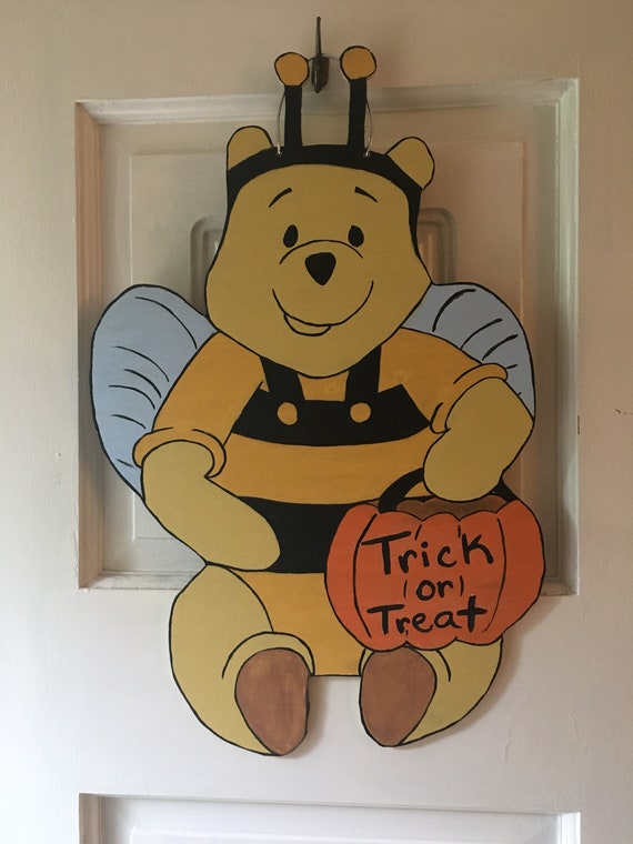 Winnie The Pooh Inspired Door Hanger Halloween Door Hanger Bumble Bee Door Hanger Trick Or Treat Door Hanger