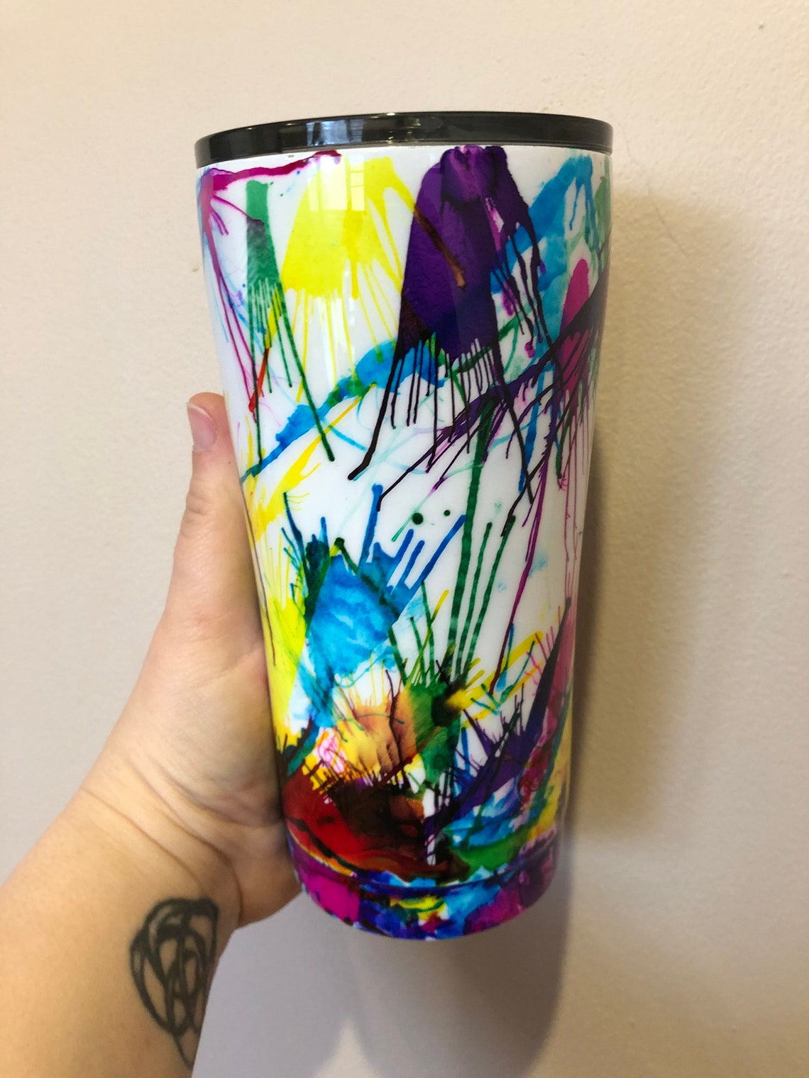 Hand painted tumbler Paint Tumbler Creativity is Messy Tumbler Etsy