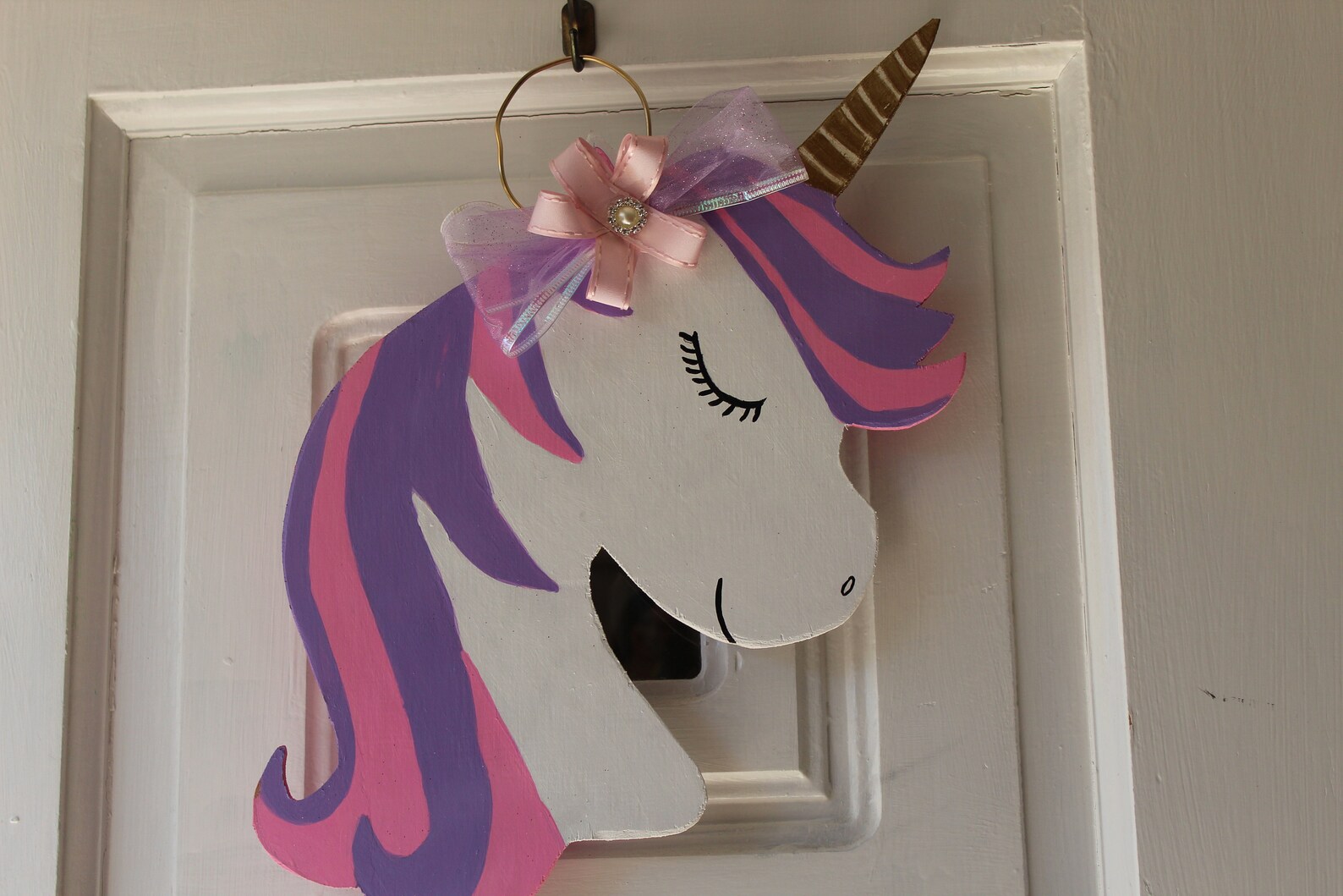 Unicorn Door Hanger Unicorn Wall Decor Rainbow Door Decor Etsy