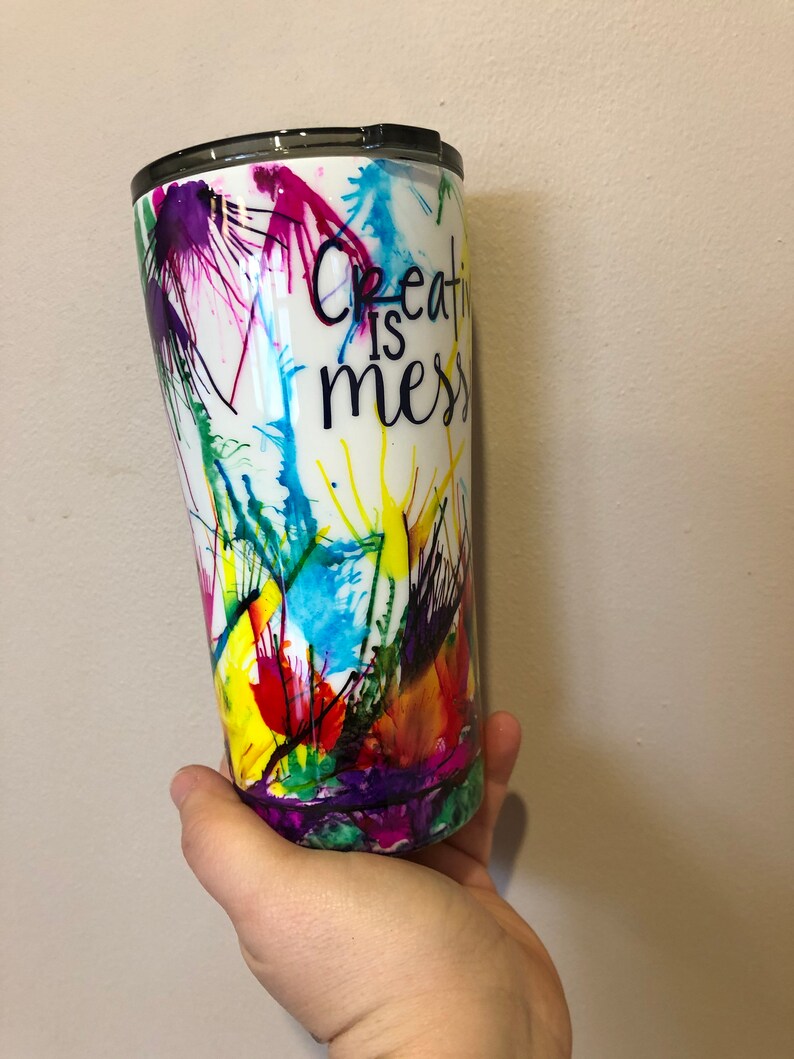 Hand painted tumbler Paint Tumbler Creativity is Messy Tumbler Etsy