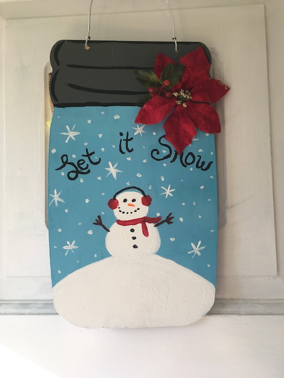 Christmas Door Hanger Snowman Door Hanger Snow Globe Door Etsy
