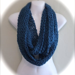 Teal Blue Infinity Scarf. Teal Infinity Scarf. Hand Knitted Scarf. Women's Scarves. Light weight scarves. Women's Infinity Scarves. image 1