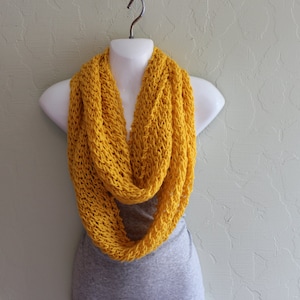 Mustard Infinity Scarf. Gold Infinity Scarf. Yellow Scarves. Spring Scarves. Women's Scarves. Custom made scarves.