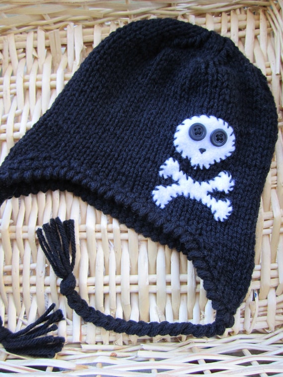 Skull Beanie: Black Pirate Hat, Halloween Baby Accessories