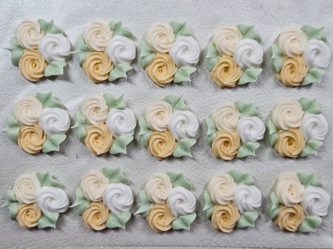 Royal Icing Flowers for Cookie Decorating, 15 Groups of 3 Swirl Roses ...