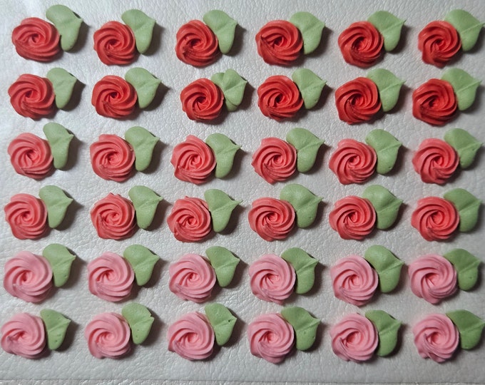 Royal Icing Flowers for Cookie Decorating, Swirl Roses With Leaves ...