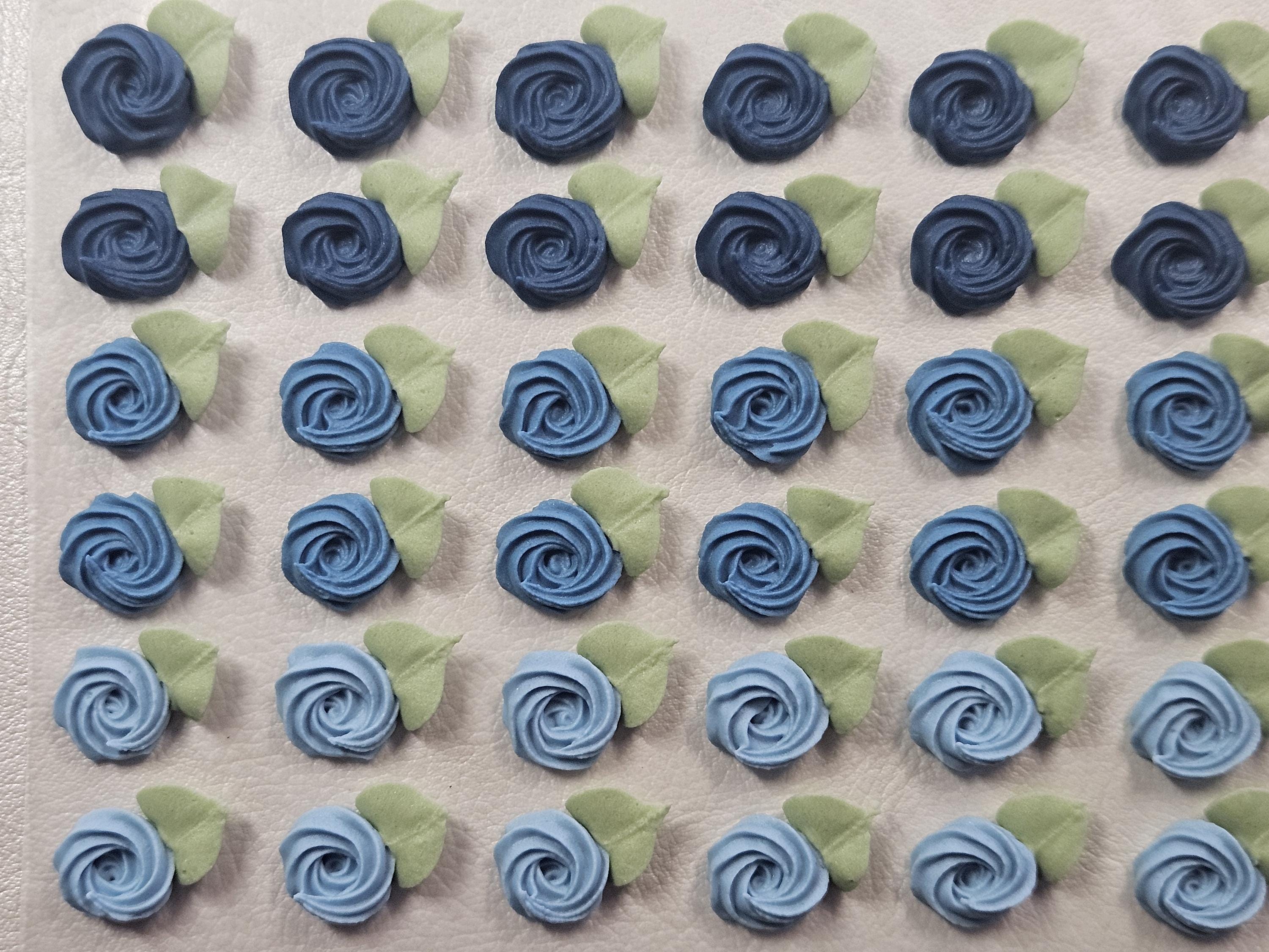 POPULAR COLORS: 36 Swirl Roses With Leaves, Royal Icing Flowers for ...