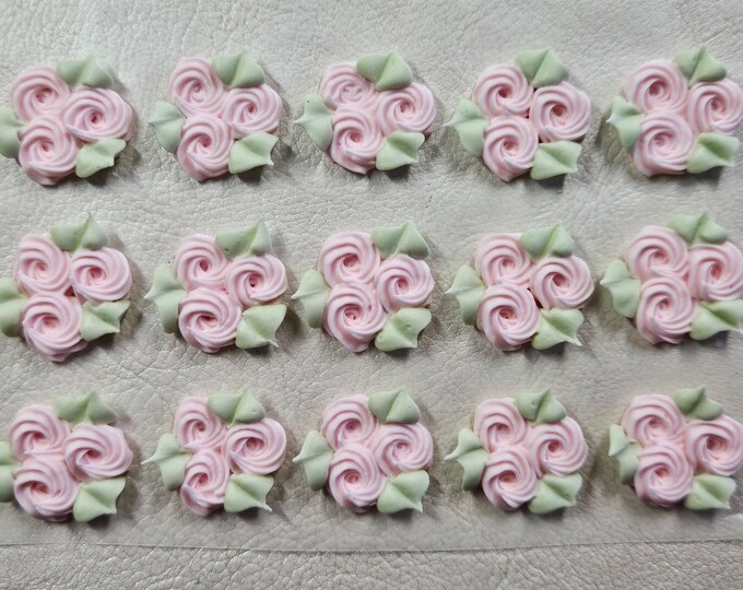 Royal Icing Flowers for Cookie Decorating, Groups of 3 Swirl Roses With ...