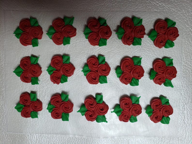 POPULAR COLORS: Groups of 3 Swirl Roses With Leaves, Royal Icing ...