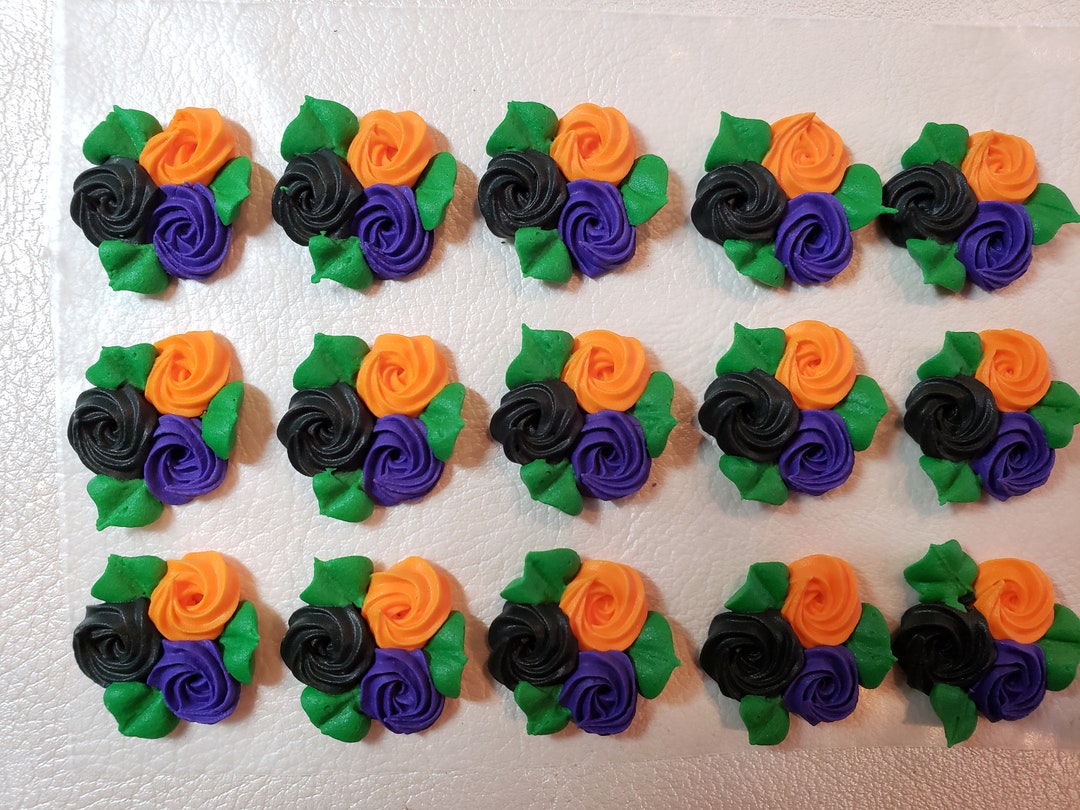 Royal Icing Flowers for Cookie Decorating, Swirl Roses, 3 Halloween Colors Etsy