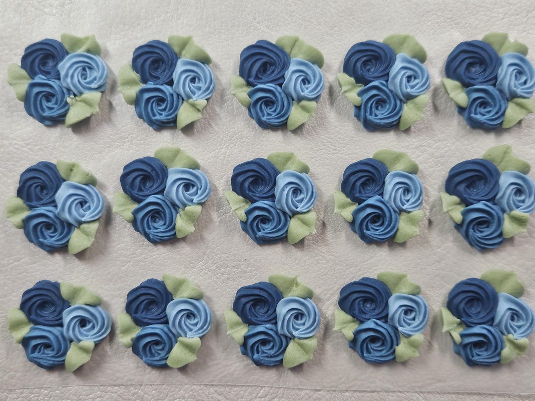 POPULAR COLORS: Groups of 3 Swirl Roses With Leaves, Royal Icing ...