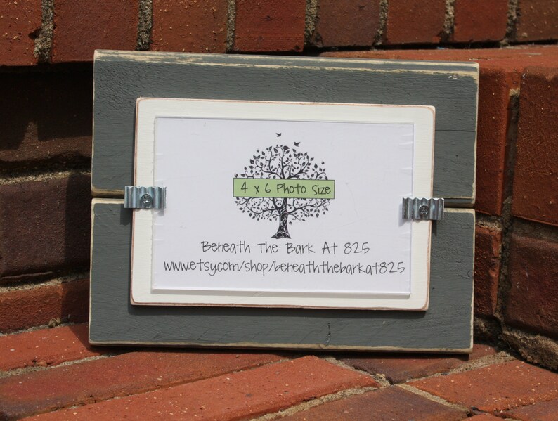 4x6 Picture Frame Distressed Wood Holds a 4x6 Photo Gray and White