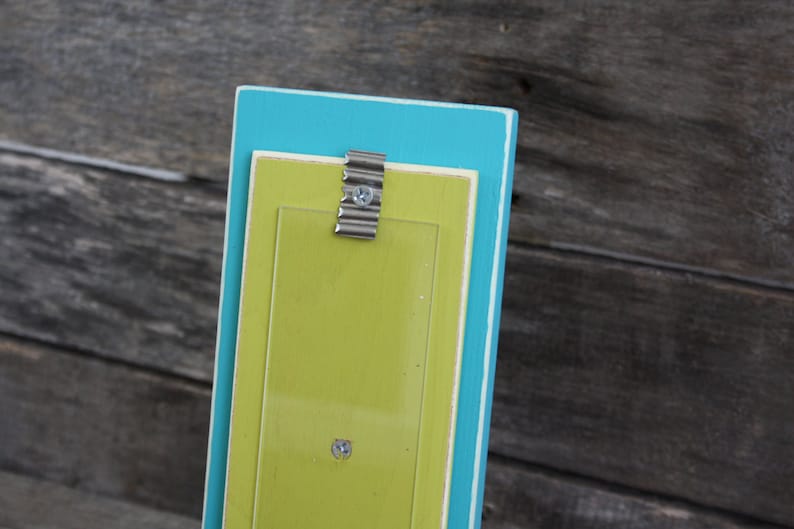 Aqua /& Lime Green Photo Booth Picture Frame Holds a 2 x 6 Photo Strip Distressed Edges