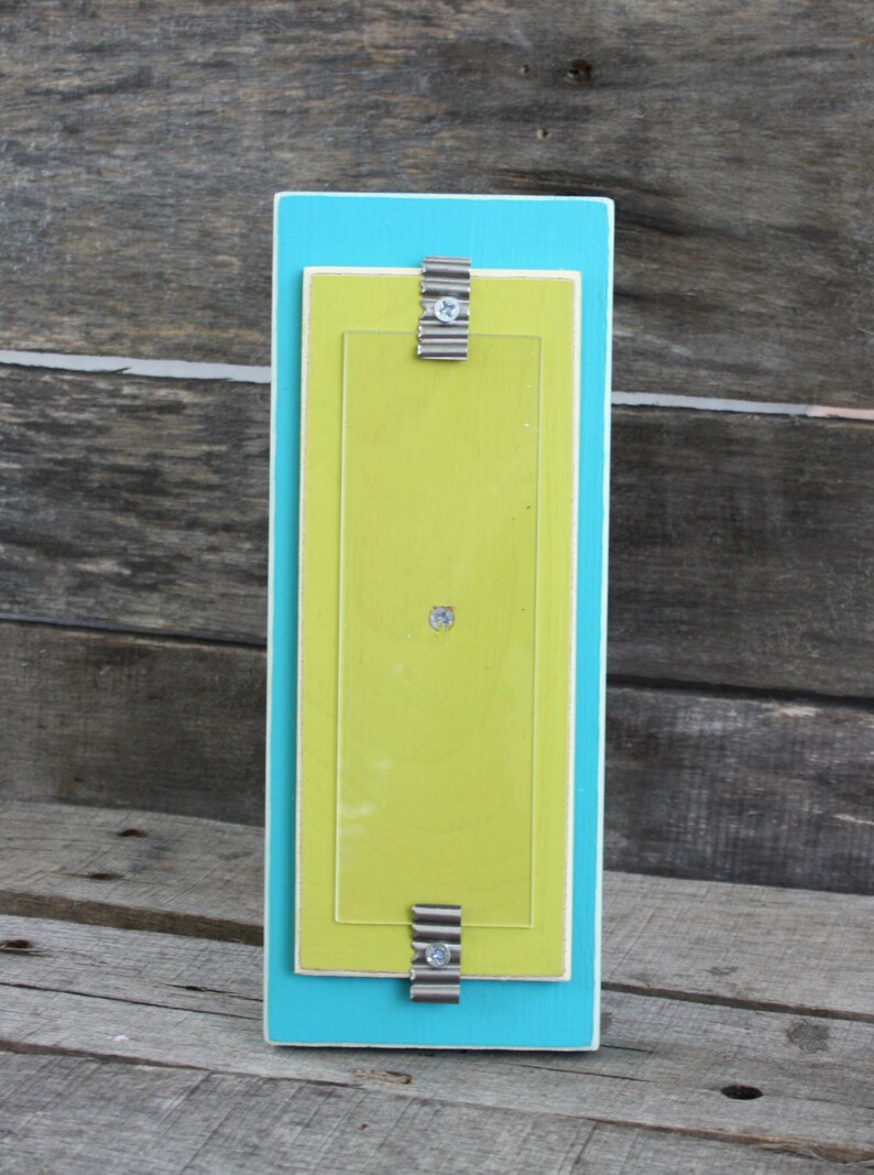 Aqua /& Lime Green Photo Booth Picture Frame Holds a 2 x 6 Photo Strip Distressed Edges