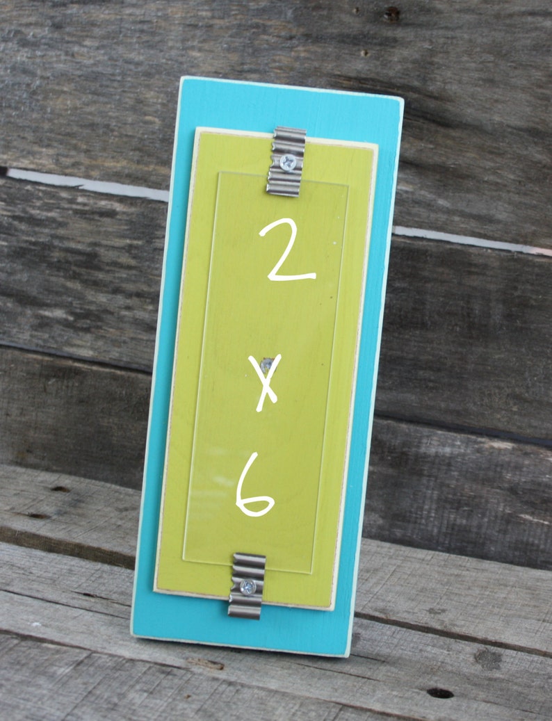 Aqua /& Lime Green Photo Booth Picture Frame Holds a 2 x 6 Photo Strip Distressed Edges