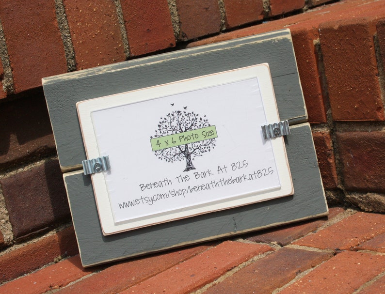 4x6 Picture Frame Distressed Wood Holds a 4x6 Photo Gray and White