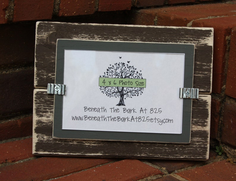 Distressed Wood Picture Frame Brown /& Gray Holds a 4x6 Photo