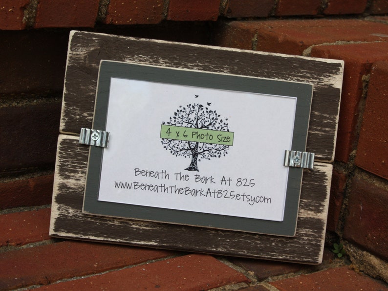 Distressed Wood Picture Frame Brown /& Gray Holds a 4x6 Photo