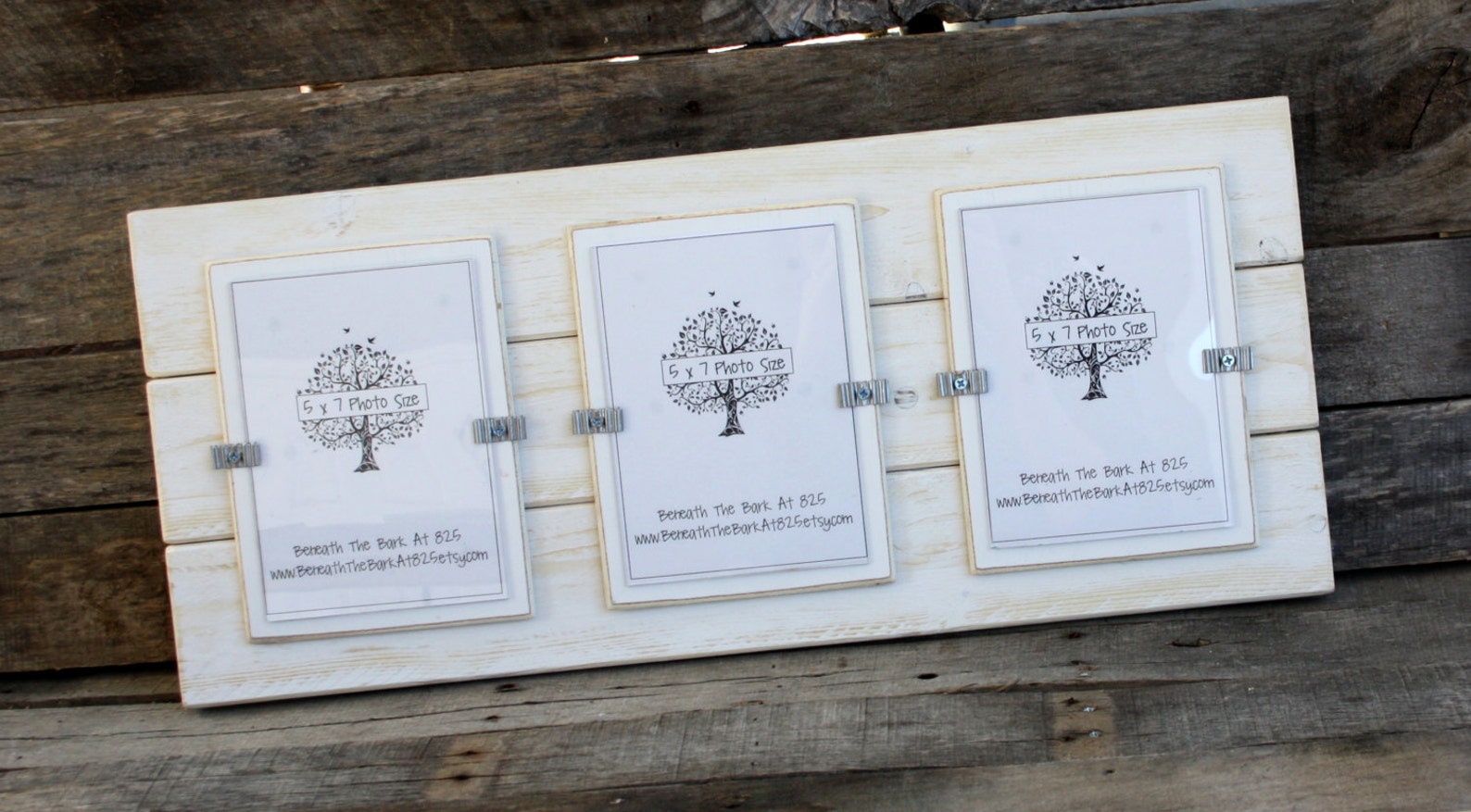 Picture Frame Distressed Wood Holds 3 5x7 Photos White Etsy