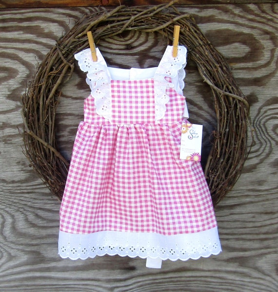 girls pink gingham dress