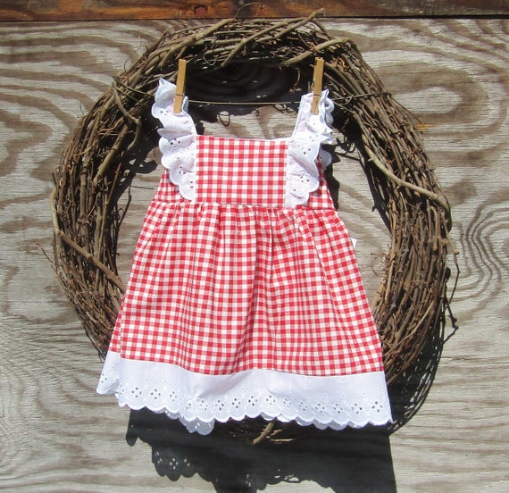 girls red gingham dress