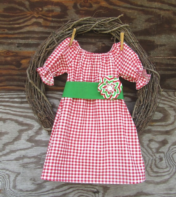 girls green gingham dress