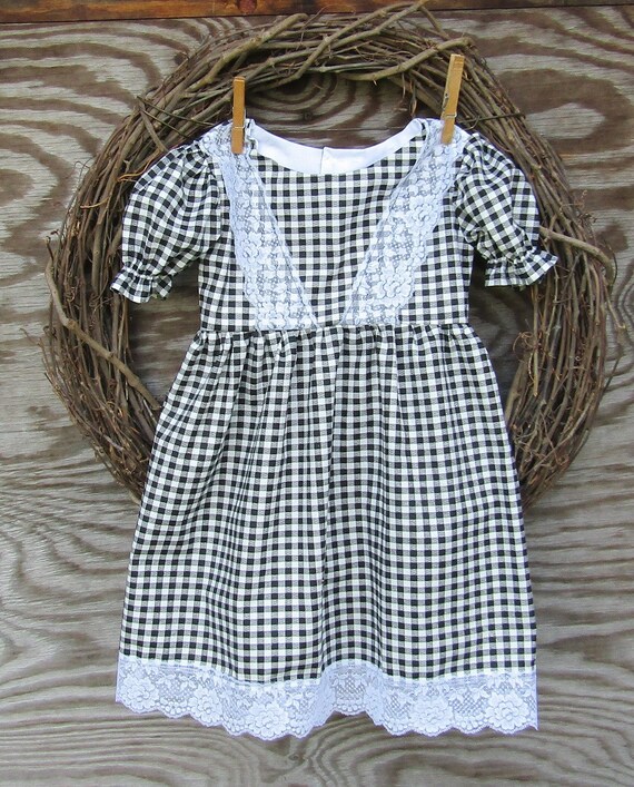 girls black gingham dress