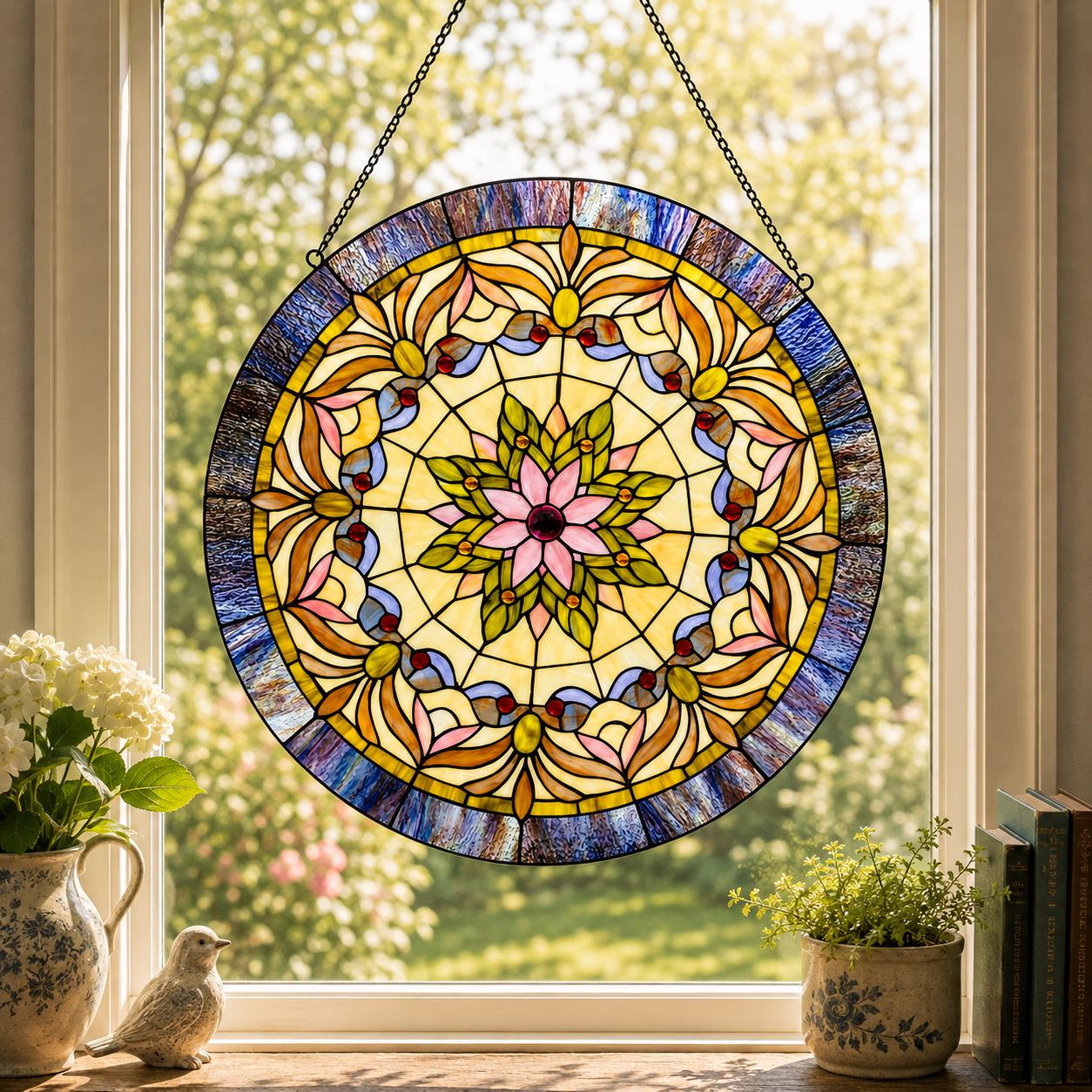 ステンドグラスパネルFDーリーフ(888) Stained Glass 22 X 22 - Etsy