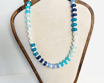 Handgefertigte Rondell-Perlenkette: "Ocean Beach"