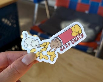 Need Snack Cat Sticker, Matte Vinyl Die Cut Sticker