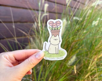 Go Touch Grass Cat Sticker, Matte Vinyl Die Cut Sticker