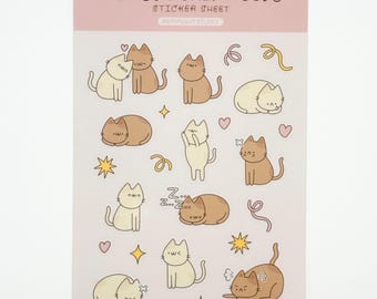 Cat Moods Sticker Sheet, Matte Vinyl Stickers