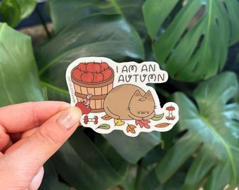 I Am An Autumn Cat Sticker, Matte Vinyl Die Cut Sticker
