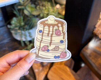 Souffle Pancake Cat Sticker, Matte Vinyl Die Cut Sticker