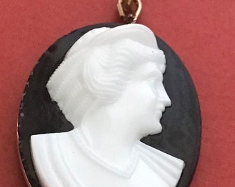 Antique Victorian 12K Yellow GF Carved Cameo Pendant Mother's Day Gift