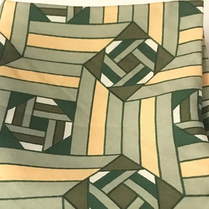Vintage Italian Silk Scarf: Geometric Art Print, Hand-Rolled