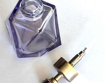 Vintage Art Deco Purple Glass Perfume Bottle Atomizer Amethyst Faceted Diamond Cut Vanity Decor