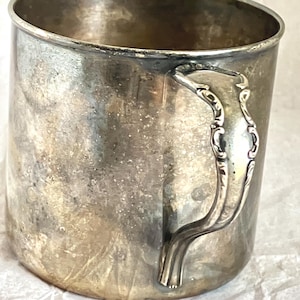 Vintage Engraved Silver Plated Baby Cup: International Silver Co. with Spoon Handle