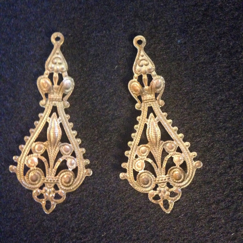 Sale Last One Rare Victorian Brass Filigree Charm Pendant for Jewelry Making Old Stock