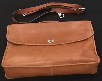 Vintage Coach 5265 British Tan Lexington Leather Briefcase 1990s Messenger Bag Gift For Her