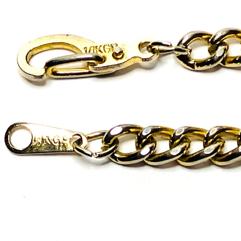 Vintage 14k Gold Plated Figaro Bracelet: Unisex Fashion Jewelry Link Chain image 3