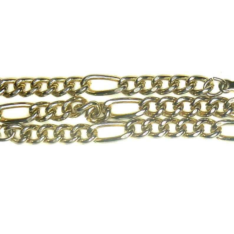 Vintage 14k Gold Plated Figaro Bracelet: Unisex Fashion Jewelry Link Chain image 2