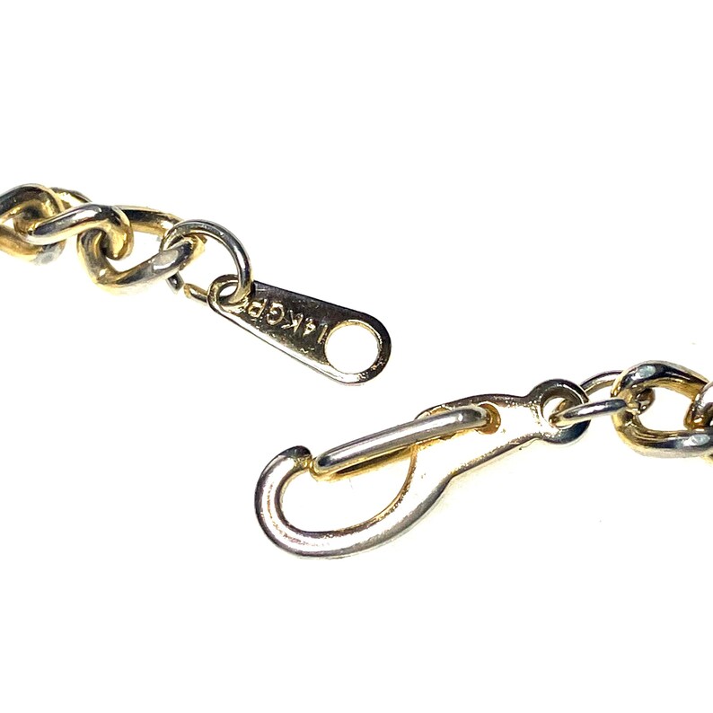 Vintage 14k Gold Plated Figaro Bracelet: Unisex Fashion Jewelry Link Chain image 4