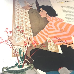 1950s Pepsi-Cola Ad: Mid-Century Soda Pop Print - Flower Arrangement