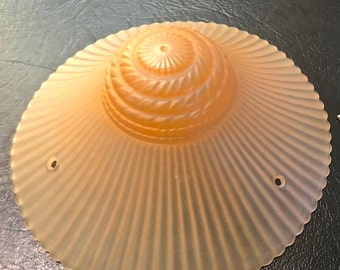 Art Deco MACBETH Evans Petalware Peach Glass Ceiling Hanging Lamp Shade Bee Hive Depression Glass Globe