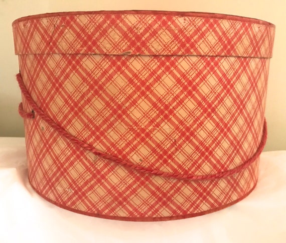 SALE Hat Box Mid Century 1950s Red and 