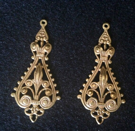 Sale Last One Rare Victorian Brass Filigree Charm Pendant for Jewelry Making Old Stock