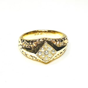 Mens Vintage 8K Gold Filled CZ Nugget Ring - Size 12.5