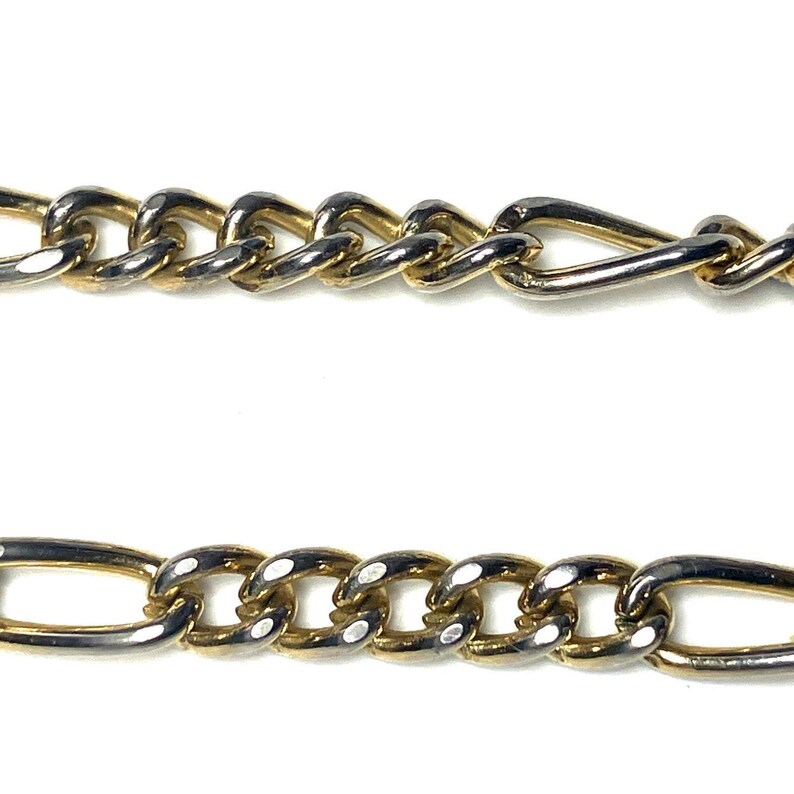 Vintage 14k Gold Plated Figaro Bracelet: Unisex Fashion Jewelry Link Chain image 5