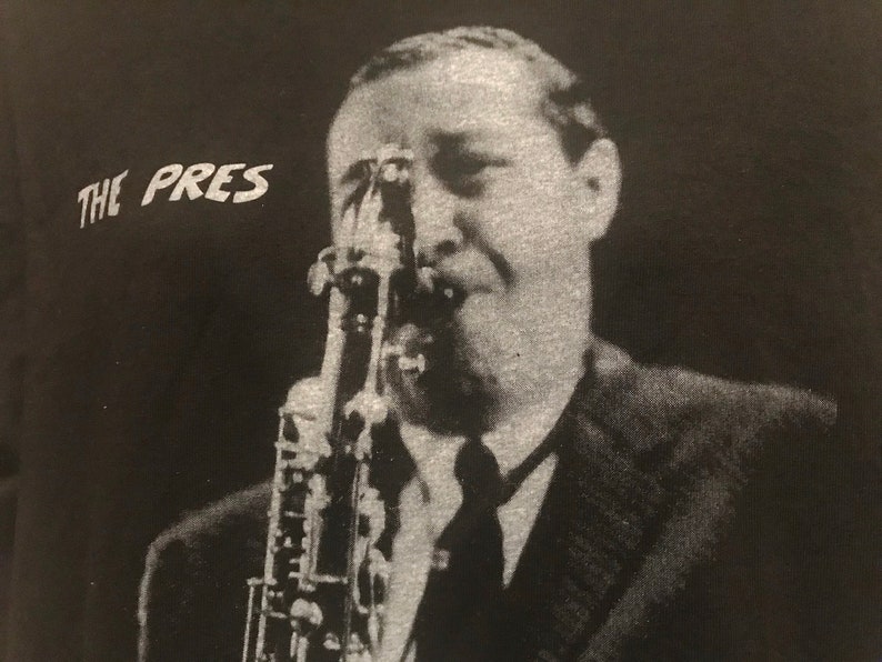 Authentic Vintage 90s 1997 Lester Young \u201cThe Pres\u201dGraphic Unisex T-Shirt Men\u2019s Jazz Artist Blues Saxophonist Jazz T-shirt Size M